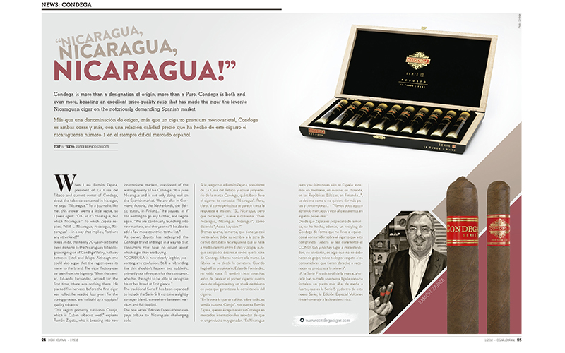 CIGAR JOURNAL ANNOUNCES THE SUCCESS OF CONDEGA CIGARS